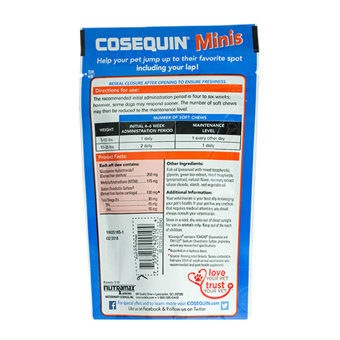 COSEQUIN® MINIS MAXIMUM STRENGTH WITH MSM PLUS OMEGA-3's SOFT CHEWS